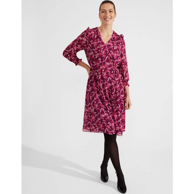 Hobbs Elaina Floral Knee- Length Dress, Purple/Multi