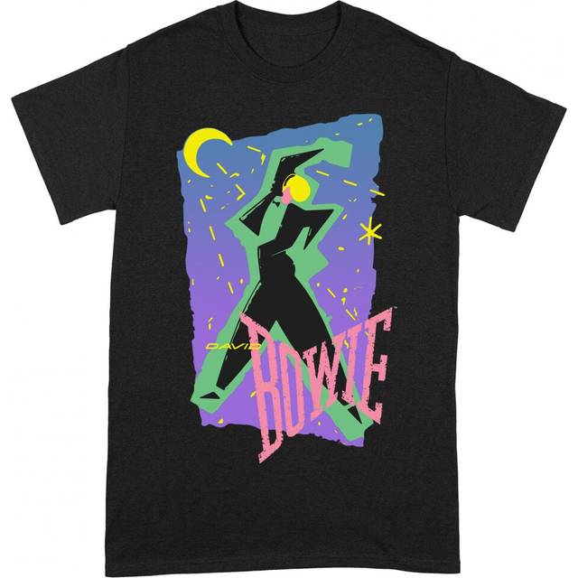(M, Black/Green/Yellow/Pink) David Bowie Unisex Adult Moonlight Dance T-Shirt