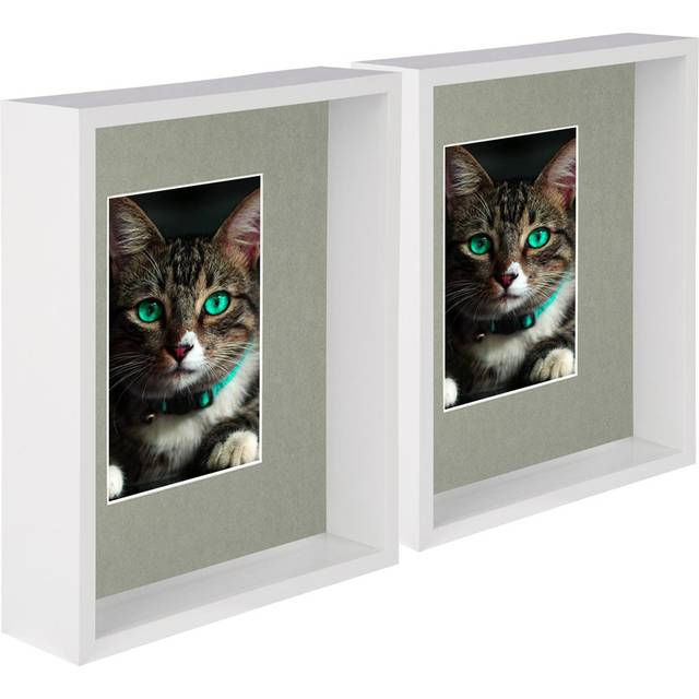 Nicola Spring - 8&#34; x 10&#34; 3D Deep Box Photo Frames - 4&#34; x 6&#34; Mount - White (8&#34; x 10&#34;)