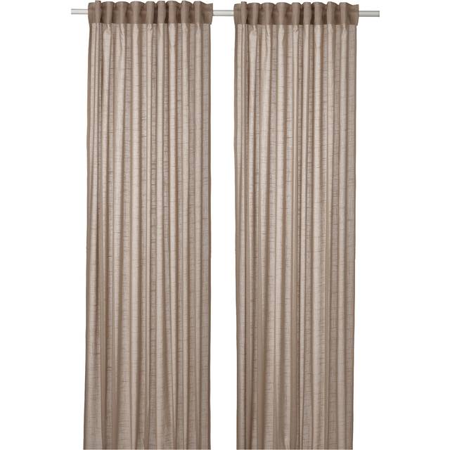 SILVERLÖNN skira gardiner, 1 par, beige/med veckband, 145x250 cm