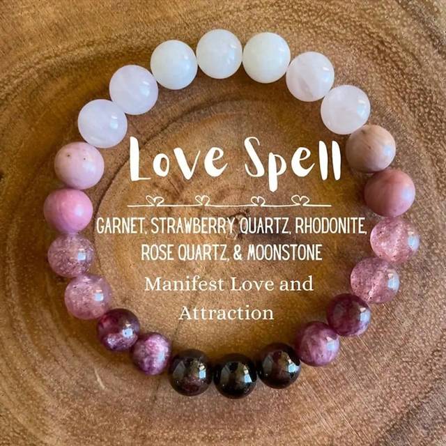 SHEIN 1pc 8mm Natural Stone Beads Beaded Bracelet Rose Quartz Rhodonite Garnet Lucky Bracelet For Women Yoga Meditation Jewelry Gifts