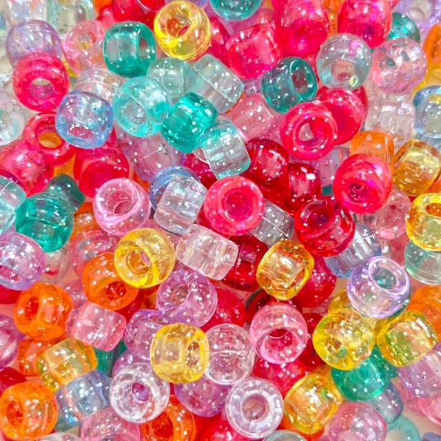 SHEIN 100pcs Fashionable Onion Pink Transparent Large Hole Braid Beads Set (random Color)