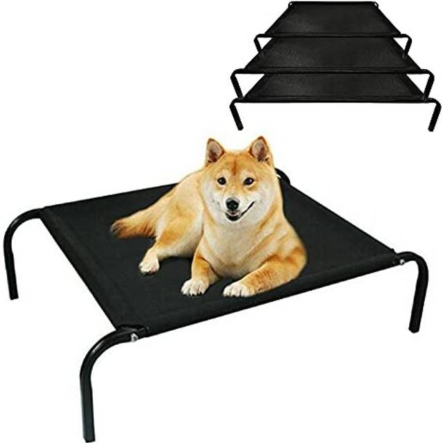 Dog Bed, Heavy Duty Metal Frame Elevated Dog Cot Bed, Portable Waterproof Breathable Mesh Cloth Indoor Outdoor Use Raised Pet Summer Bed with No-Slip