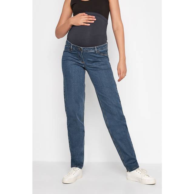 Lts Tall Maternity Indigo Blue Washed Una Stretch Mom Jeans Ex Long > 18 Lts | Tall Women's Maternity Jeans - Ex Long 18
