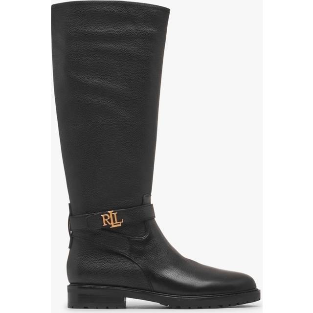 LAUREN RALPH LAUREN Hallee Tumbled Leather Tall Boot |Svart |36.5