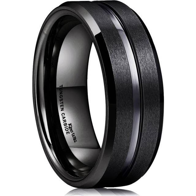 King Will classic 8mm Black Tungsten carbide Wedding Band Ring Polishe