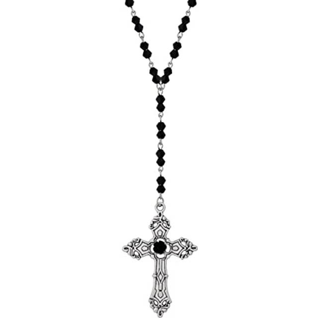 Sacina Gothic Black Beaded Cross Necklace  Emo Punk Grunge Gothic Necklace  Goth Jewelry  Halloween Christmas Jewelry Gift for Women