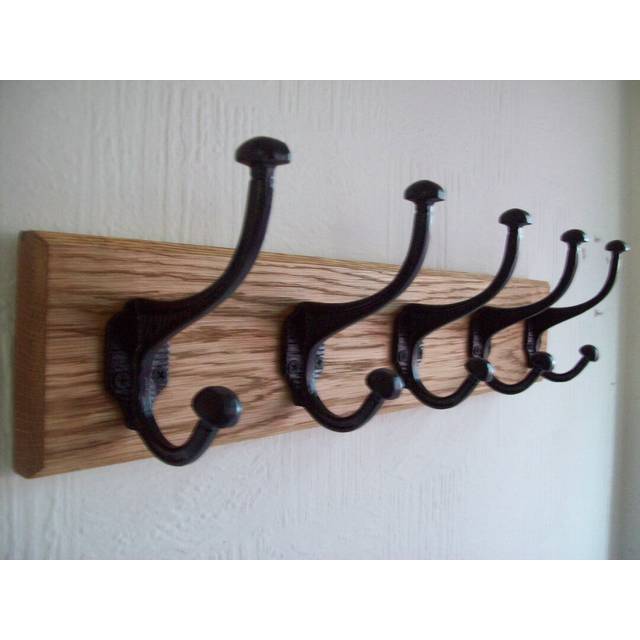 Solid Wood 4 - Hook Wall Mounted Coat Rack - Brown;Bronze (10.16cm H X 48cm W X 2.54cm D)