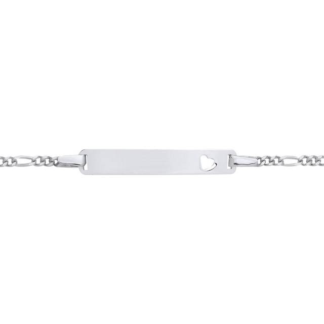 Jewelco London Kids Rhodium Plated Sterling Silver Round Belcher Love Heart Identity ID Bar Bracelet 5 + 1 inch - ID38