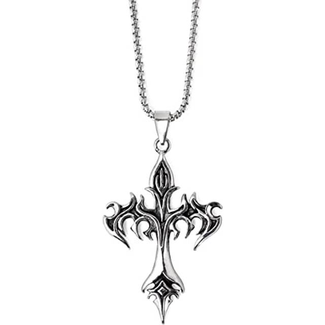 Sacina Gothic Cross Necklace Y2k Cross Necklace Zinc Alloy Black Cross Necklace Halloween Christmas Goth Jewelry Gift for Women Flame Cross Neckla