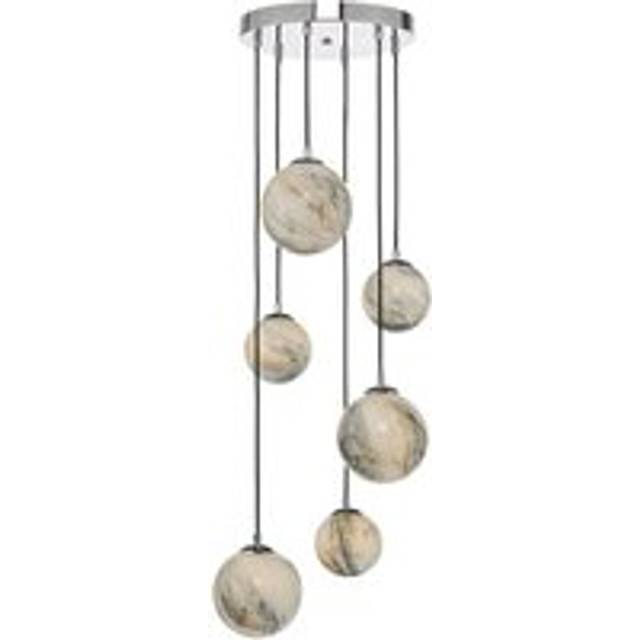 dar lighting Mik0650 Mikara 6 Light Cluster Pendant Marble Effect Glass and Polished Chrome - Orange