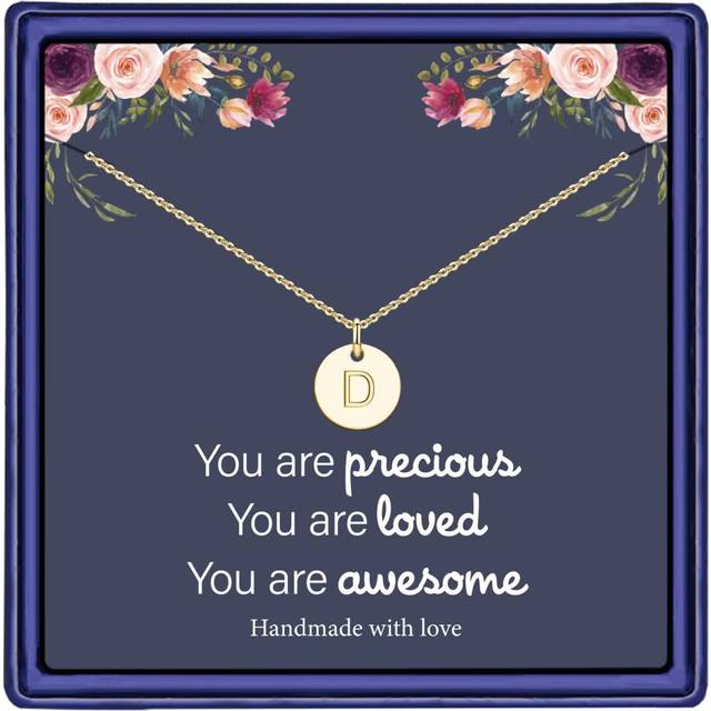 Hidepoo Disc Initial Necklaces - 14K Gold Filled Disc Double Side Letter Necklace for Women Dainty Letter Necklace Alphabet Disc Initial Necklace Jewe