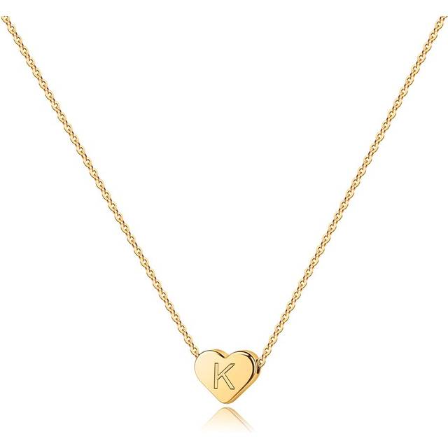 Valentines Day Gifts for Teens - 14K Gold Filled Heart Initial Necklaces Tiny Initial Necklace for Girls Gifts Letter Initial Necklace for Women Girl