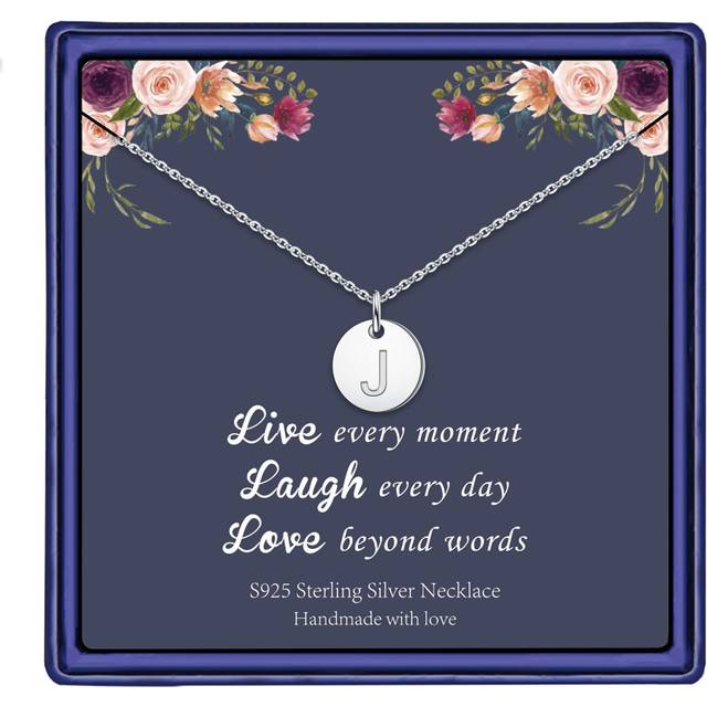 Hidepoo Dainty Disc Initial Necklaces Gifts - S925 Sterling Silver Personalized Alphabet A Letter Necklace for Women Valentines Day Gifts Tiny Double
