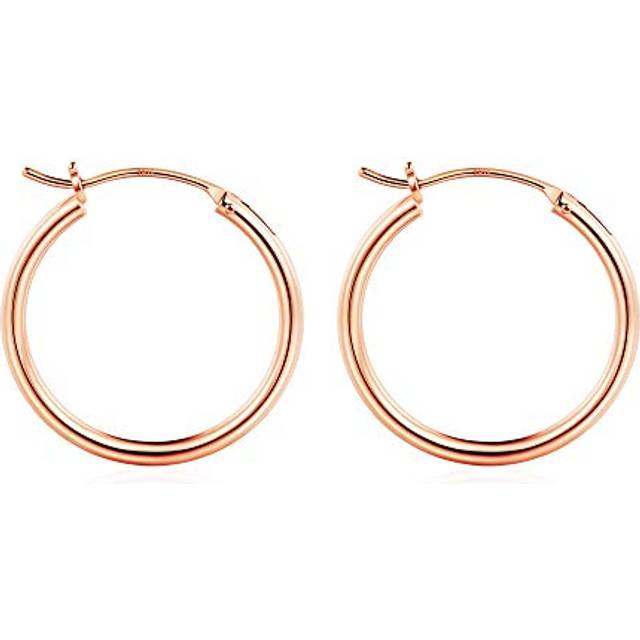 M MOOHAM Rose Gold Hoop Earrings for Women  Rose Gold Plated 925 Sterling Silver Post Hypoallergenic Chunky Mini Hoops Earrings Dainty Tiny Small Rose