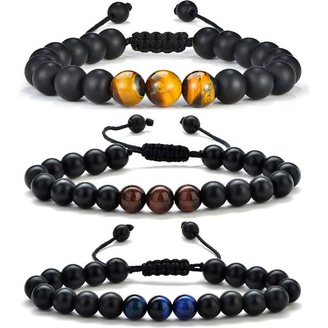 Mens Womens Gifts: Mens Yoga Bracelet - Natural Black Lava Rock Stone  Adjustable Aromatherapy Essential Oil Diffuser Bracelet for Men Womens Gra