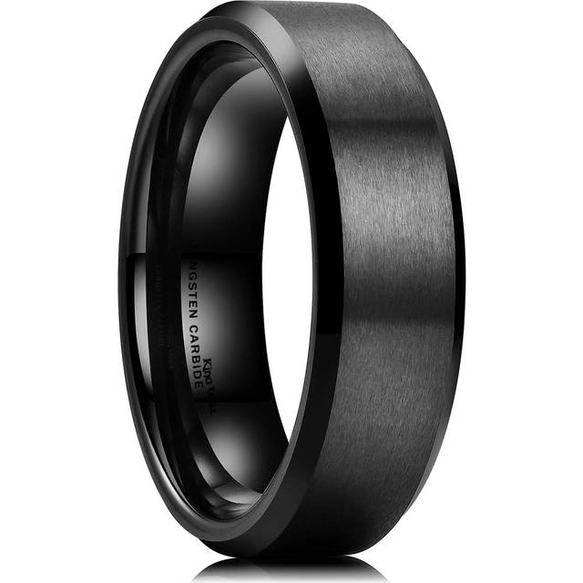 King Will BASIC 6mm Black Tungsten Wedding Band Ring Matte Finish Cent