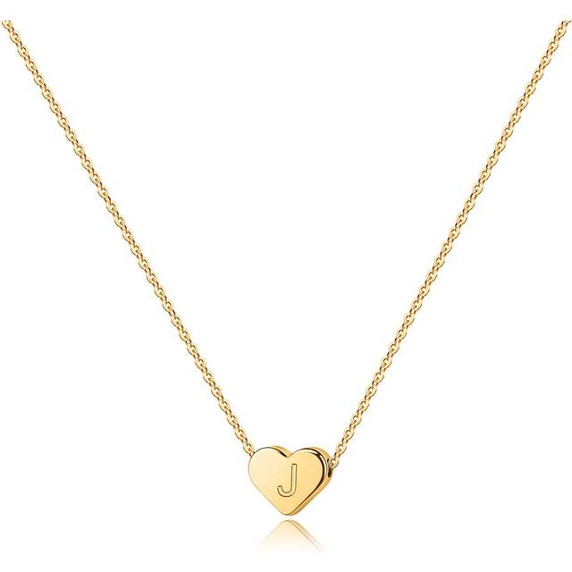 Turandoss Tiny Gold Initial T Necklace - 14K Gold Filled Heart Initial Necklaces for Women  Tiny Initial Necklace for Girls Gifts  Heart Initial Neckl