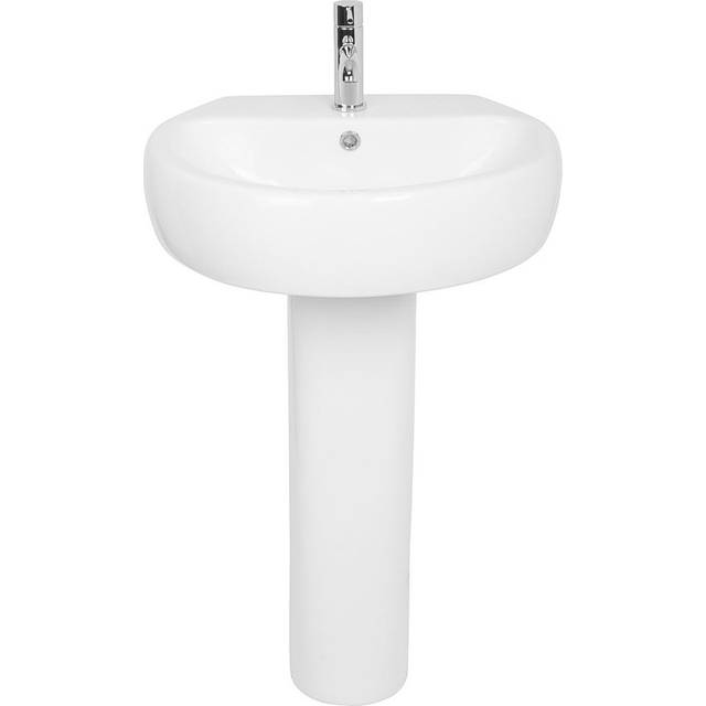 Belfry Bathroom Bathroom Fixture Cloakroom Full Pedestal 560Mm Basin Compact Single Tap Hole Sink White 56mm L X 500mm W X 850mm H