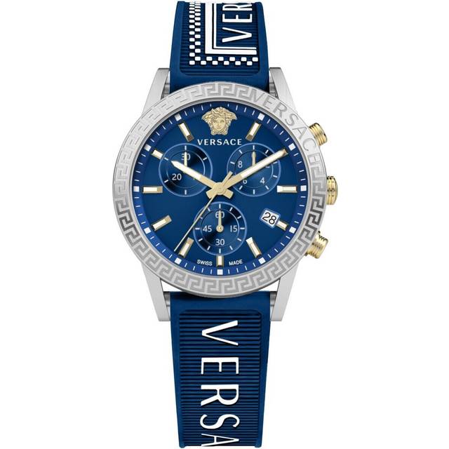 Versace, Accessoarer, Dam, ONE Size, Sport Tech Kronograf Gummiband Blå - blue (ONE SIZE)
