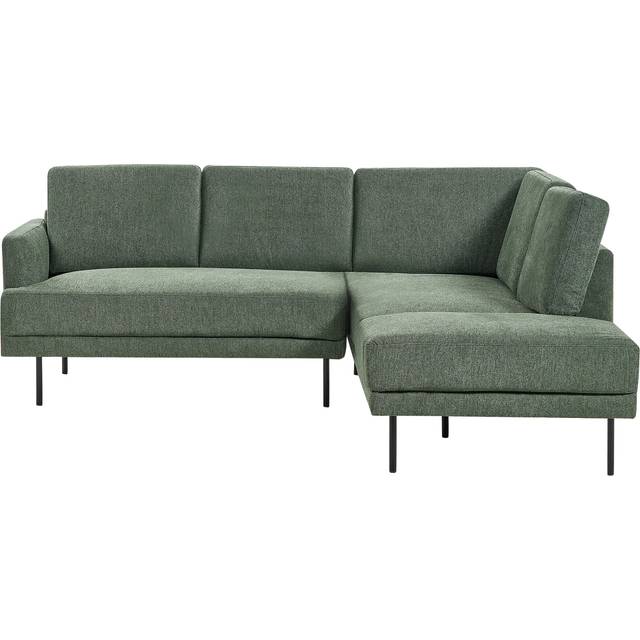 Beliani Left Hand 4 Seater Fabric Corner Sofa Dark Green Breda, Green