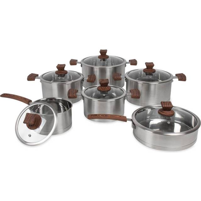 SQ Professional Lustro Touch 12 - Piece Stainless Steel (18/8) Cookware Set - Brown (12)