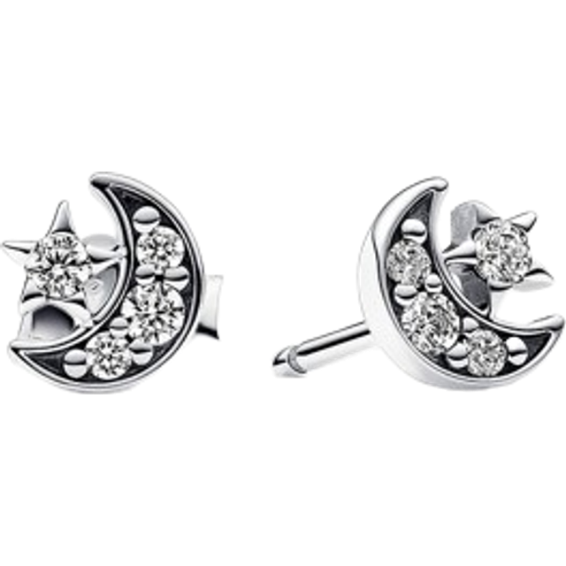 Pandora Earrings Sparkling Moon and Star Stud Earrings 292990C01