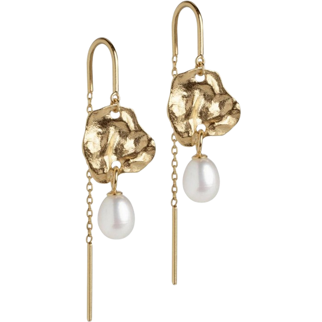 ENAMEL Copenhagen Kia Pearl Earrings, 18ct Yellow Gold plated 925 Sterling Silver and Pearl, Gold, Women