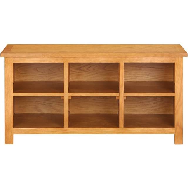Solid Oak Wood 6 Pair Shoe Rack - Brown (6)