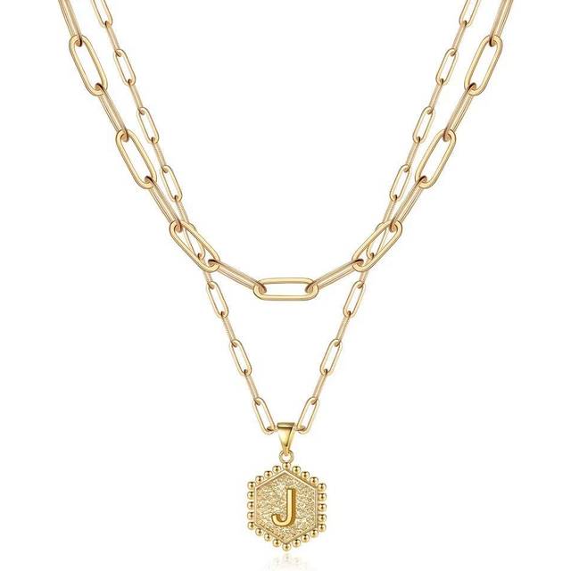 M MOOHAM Gold Necklaces for Women Trendy - Necklaces for Women Cute Letter Initial R Necklace Choker Necklace Dainty Layered Necklaces for Women Girls