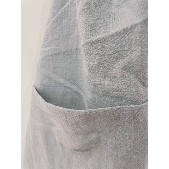 Natural Linen Apron, Basic Kitchen Linen Apron, Full Apron - Blue (Adult)
