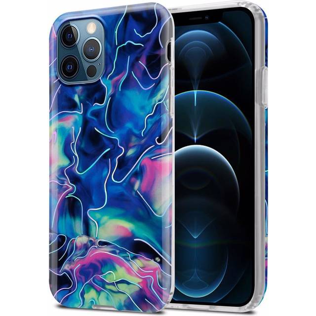 (Blue Pink Marble No. 17) Cadorabo Case for Apple iPhone 12 PRO MAX TPU Silicone Cover Protection