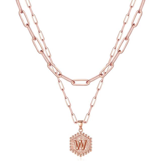Rose Gold Layering Initial Necklaces for Teen Girls - Teen Girl Gifts for Women Letter Initial A Necklace Choker Necklaces for Teen Girls Rose Gold La