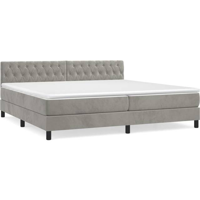 Ramsäng med madrass ljusgrå 200x200 cm sammet