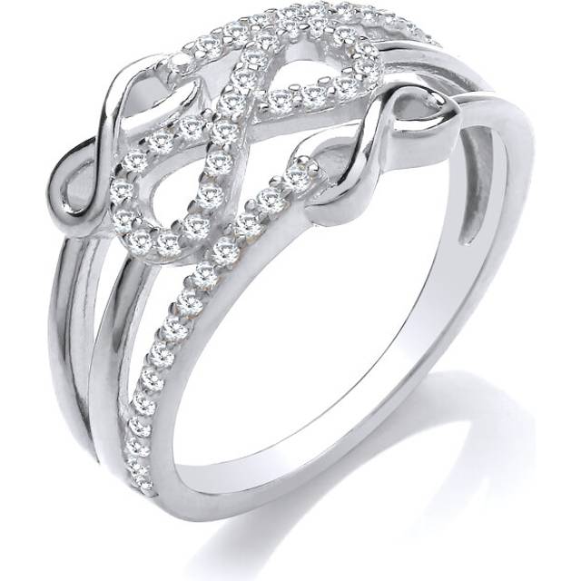 (O) Jewelco London Sterling Silver CZ Triple Infinity Multi Row Ring Stacker Ring - GVR925