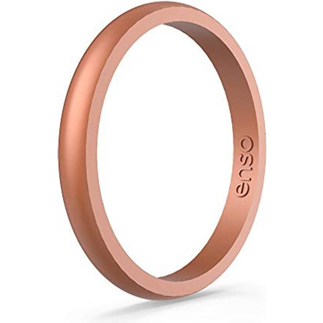 Enso Rings Halo Elements Silicone Ring - Stackable Wedding Engagement Band - Thin Minimalist Band - 2.54mm Wide, 1.5mm Thick - (Copper-Infused, 6)