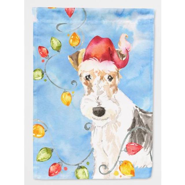 Caroline's Treasures CK2501CHF Christmas Lights Fox Terrier Flag Canvas House Size  Multicolor