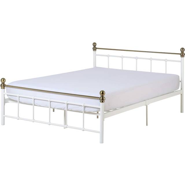 Seconique Marlborough 4'6" Bed - White/Antique Brass, White