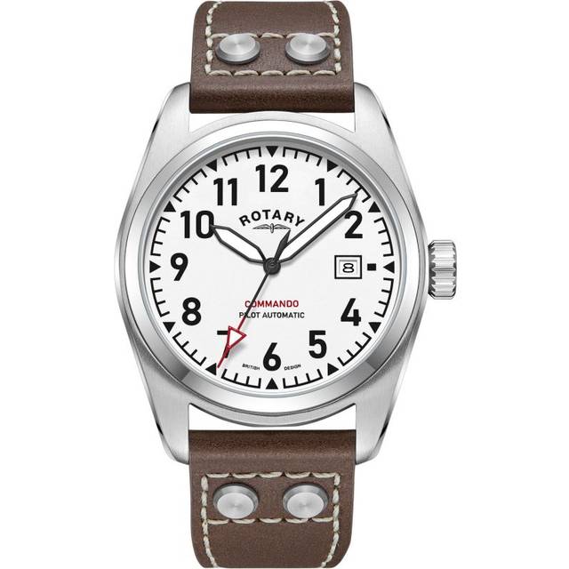 Rotary GS05470/18 Commando Automatic Brown Leather Strap Watch - W13204