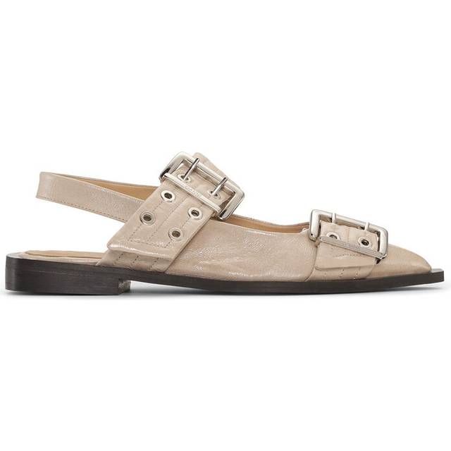 GANNI Taupe Feminine Buckle Ballerina Flats - 017 Taos Taupe - IT 36