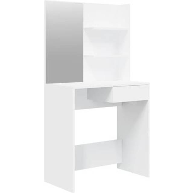 vidaXL Sminkbord med spegel vit 74,5x40x141 cm