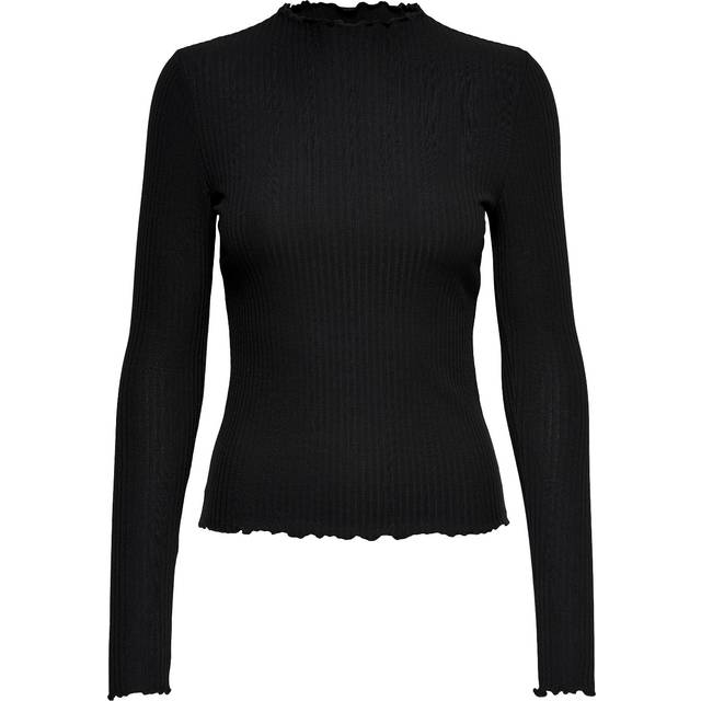 Women's T-shirt Only Emma manches longues col montant - Noir