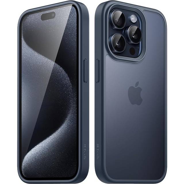 JETech Matte Skal för iPhone 15 Pro 6,1-Tums, Stötsäkert Fallskydd Militärklass Case, Matt Fodral Genomlysande Tillbaka, Anti-Fingeravtryck (Stormblå)