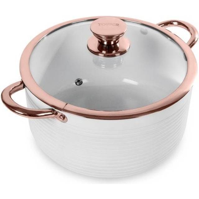 Tower Linear Rose Gold 24cm Casserole Black