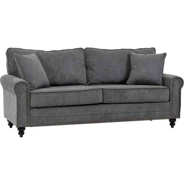 HOMCOM Fabric Sofa 2 Seater Sofa For Living Room Loveseat With Throw Pillow Grey, Grey