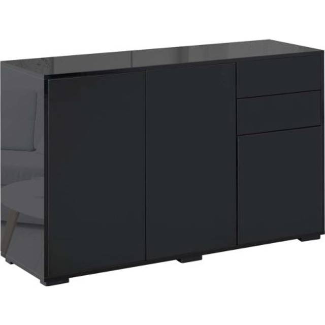 HOMCOM Push-Open Cabinet with Two Drawers Black | TJ Hughes