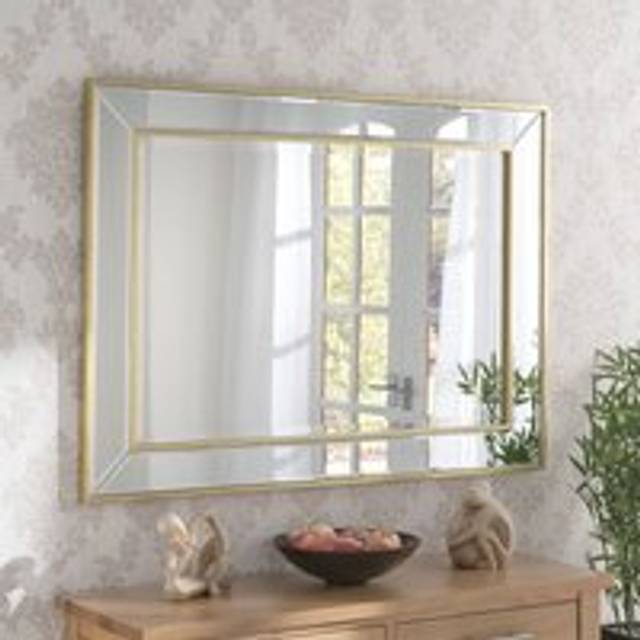 Yearn Mirrors Yearn Framed Soft Brass Bevelled Wall Mirror 65 X 80Cms, Gold