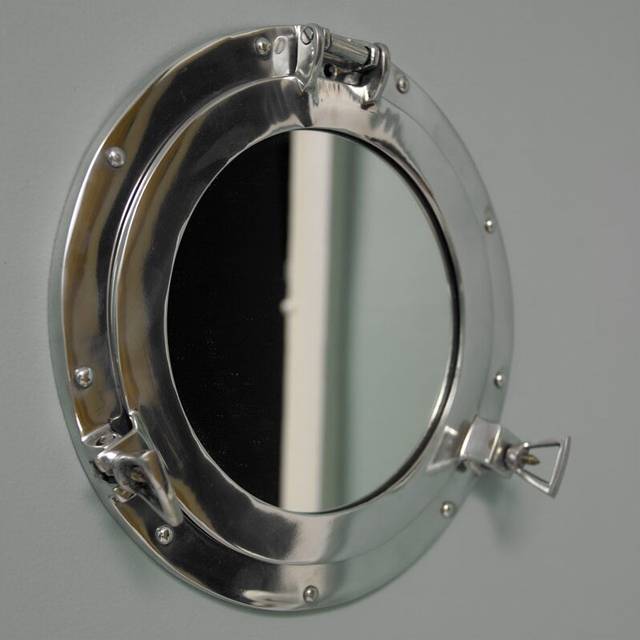 Silver Metal Porthole Mirror 28cm x 28cm Material: Mirrors/Wall Mirrors