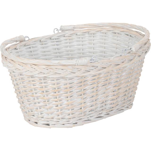Red Hamper Medium White Swing Handle Wicker Shopping Basket - 30 x 41 x 18cm