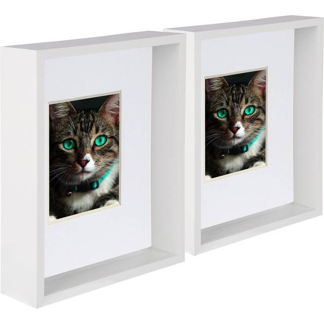 Nicola Spring - 8&#34; x 10&#34; 3D Deep Box Photo Frames - 5&#34; x 7&#34; Mount - White (4&#34; x 6&#34;)